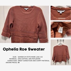 Ophelia Roe Women's Textured Crewneck Sweater - Rust